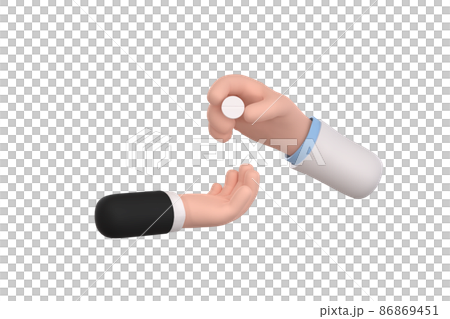3D. Cartoon doctor holding pill. medical care concept. 86869451
