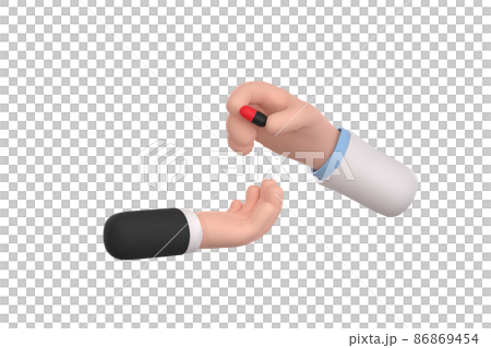 3D. Cartoon doctor holding pill capsule. medical care concept. 3D. Cartoon doctor holding pill capsule. medical care concept. 86869454