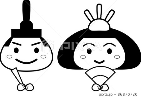 おひなさまの顔イラスト おびな男雛とめびな女雛 おひなさまの顔イラスト おびな男雛とめびな女雛 86870720