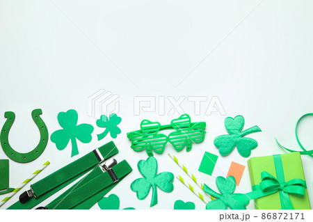 Different St.Patrick's Day accessories, space for text 86872171