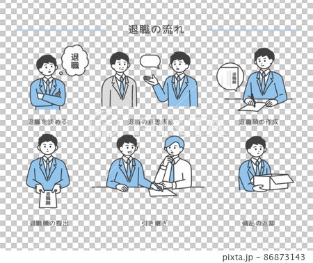 退職の流れのイメージイラスト素材 86873143