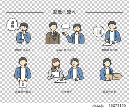 退休流程的圖像插圖材料 86873160