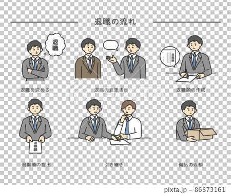 退職の流れのイメージイラスト素材 退職の流れのイメージイラスト素材 86873161
