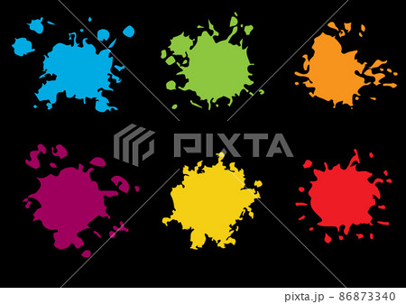 Abstract vector splatter color set on black color background design. illustration vector design. 86873340