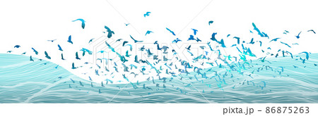 A flock of blue birds. Vector illustration 86875263