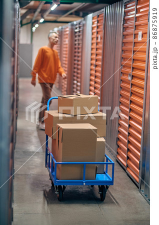Worker picking out ordered goods in the warehouse Worker picking out ordered goods in the warehouse 86875919