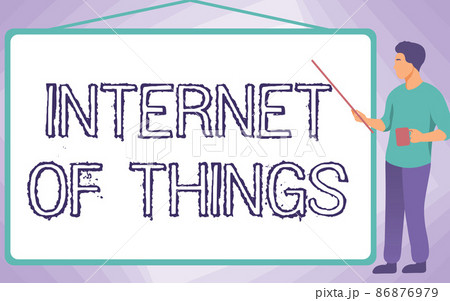 Sign displaying Internet Of Things. Internet Concept connection of Devices to the Net to Send Receive Data School Instructor Drawing Pointing Stick Whiteboard While Holding Cup. Sign displaying Internet Of Things. Internet Concept connection of Devices to the Net to Send Receive Data School Instructor Drawing Pointing Stick Whiteboard While Holding Cup. 86876979