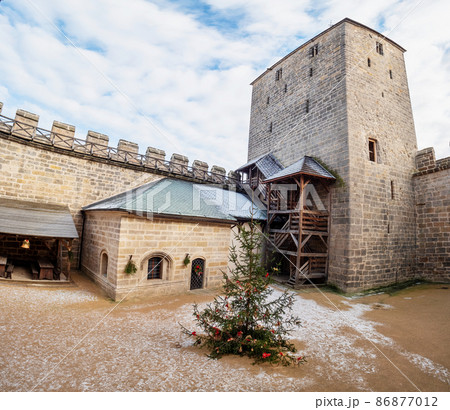 Hrad Kost, Christmas tree in inside patio. Architecture 86877012