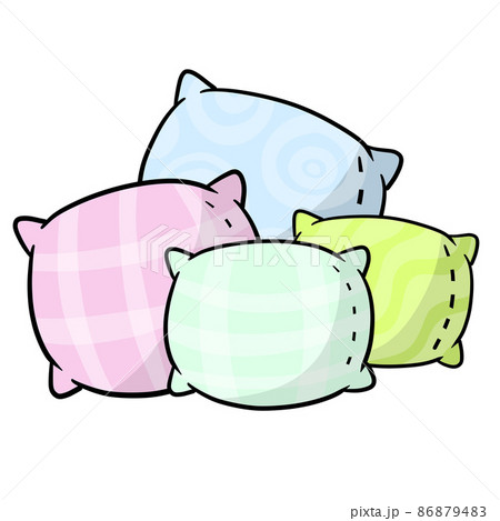Set of Pillows. Large and Small Object. Cartoon Flat Illustration
