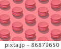 Isometric composition from traditional french macarons on pink. 86879650
