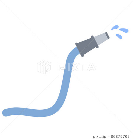 Hose. Jet of water. Fire fighting and watering of lawn. Plastic tube. Flat cartoon illustration isolated on white 86879705