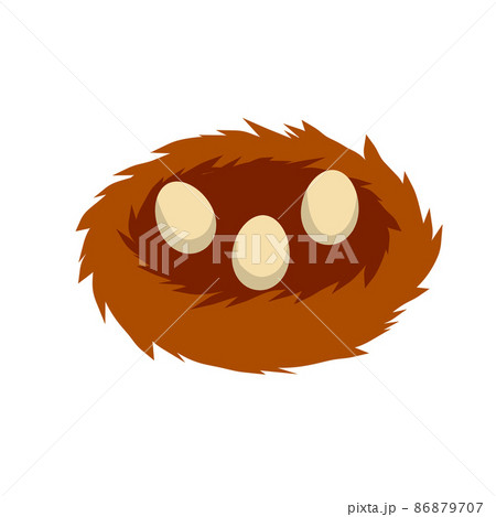 Nest and egg. Cartoon flat illustration. element of nature and forests. Nest and egg. Cartoon flat illustration. element of nature and forests. 86879707