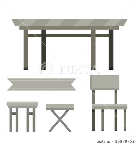 Table and set of chairs. Grey modern Kitchen furniture. Table and set of chairs. Grey modern Kitchen furniture. 86879753
