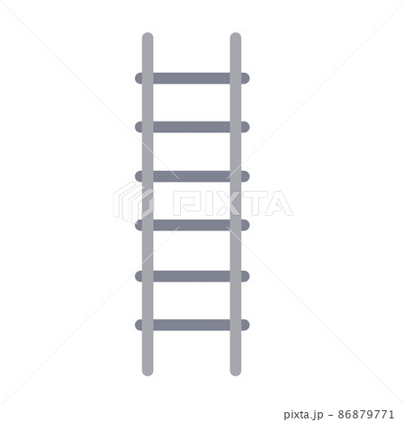 Steel grey stairs. Go up to top level. Straight and inclined objects. Cartoon flat illustration 86879771