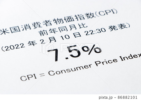 アメリカの消費者物価指数(CPI)を表示した書類。 アメリカの消費者物価指数(CPI)を表示した書類。 86882101