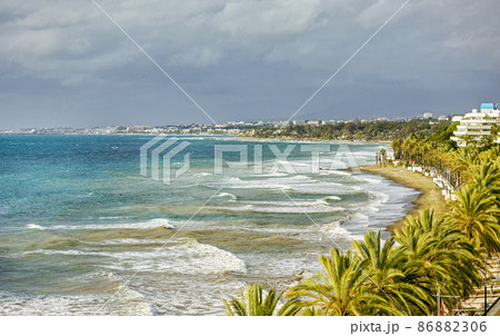panoramic view of Marbella beach panoramic view of Marbella beach 86882306