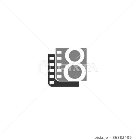 Number 8 icon in film strip illustration template 86882409