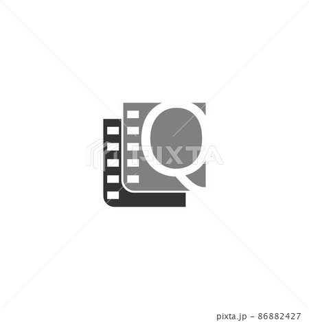 Letter Q icon in film strip illustration template Letter Q icon in film strip illustration template 86882427