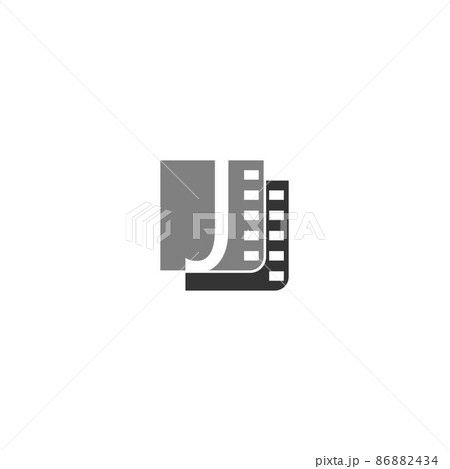Letter J icon in film strip illustration template 86882434