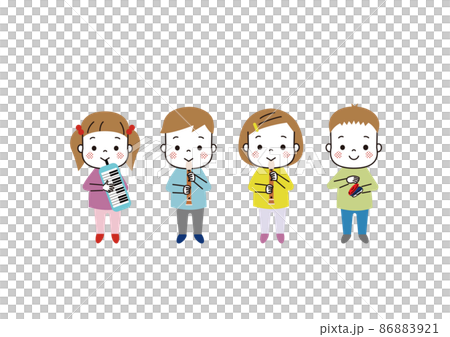 四個孩子演奏樂器 四個孩子演奏樂器 86883921