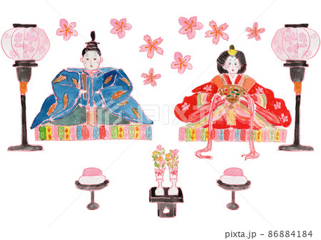 おひなさまの水彩イラスト おひなさまの水彩イラスト 86884184