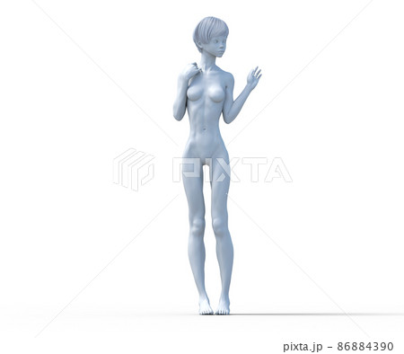 白いフィギュア 女性ヌード perming3DCGイラスト素材 白いフィギュア 女性ヌード perming3DCGイラスト素材 86884390