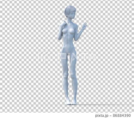 白いフィギュア 女性ヌード perming3DCGイラスト素材 白いフィギュア 女性ヌード perming3DCGイラスト素材 86884390