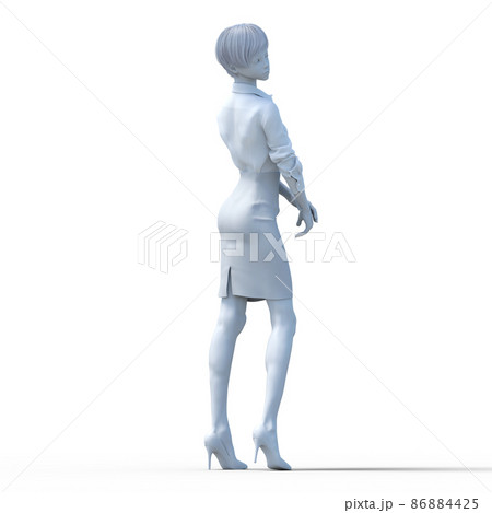 振り返る女性社員 ホワイトカラー Perming3dcgイラスト素材のイラスト素材