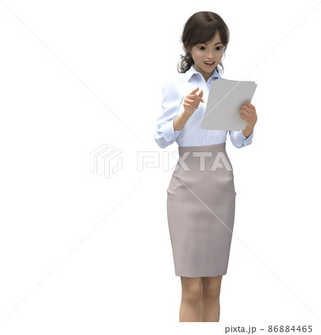 資料を確認する女性社員　perming3DCGイラスト素材 86884465