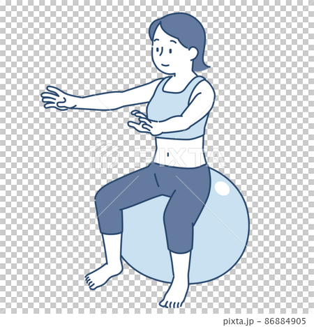 坐在平衡球上的女性 86884905