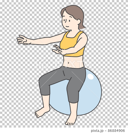 バランスボールに座っている女性 86884906