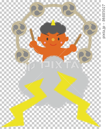 Simple and cute hand-drawn Kaminari-sama character Simple and cute hand-drawn Kaminari-sama character 86885027