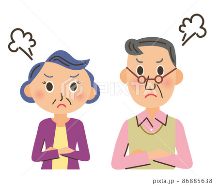 怒り顔　老夫婦　シニア　ストレス 86885638