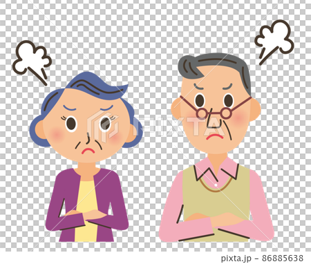 怒り顔　老夫婦　シニア　ストレス 86885638