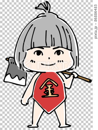斧を持って立つ金太郎 86886483