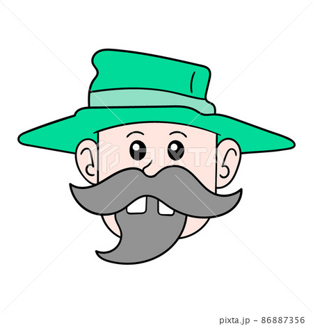 old man head wearing a garden hat, doodle icon drawing 86887356