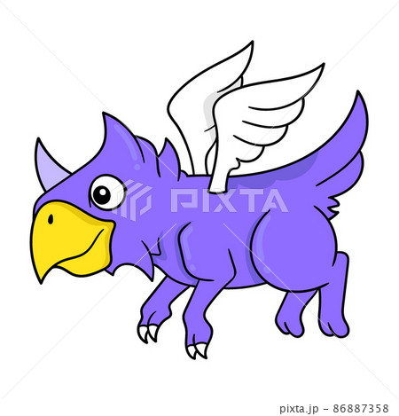 monster with the head of an eagle with the body of a flying dog, doodle icon image kawaii 86887358