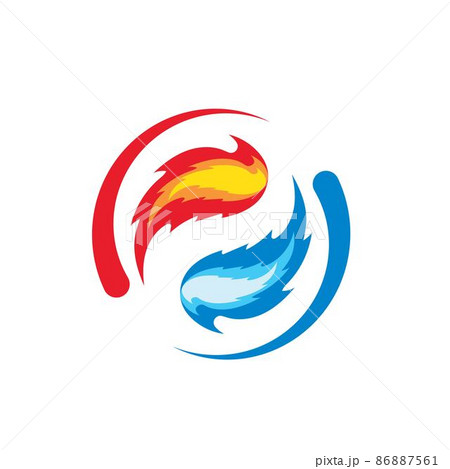 yin yang fire and water icon vector concept design template 86887561