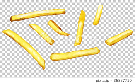 積める・手描き水彩のフレンチフライポテトイラストセット 86887730