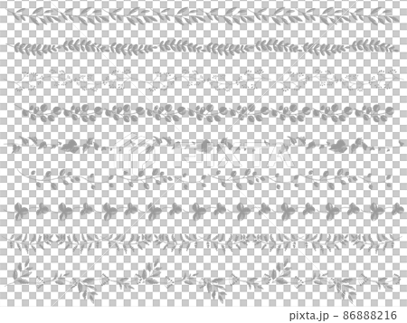 手描き線画のボタニカルモノトーンラインセット(白背景) 手描き線画のボタニカルモノトーンラインセット(白背景) 86888216