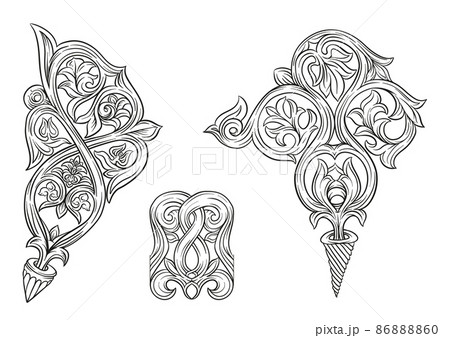 Interlacing abstract ornament in the medieval, romanesque style Interlacing abstract ornament in the medieval, romanesque style 86888860