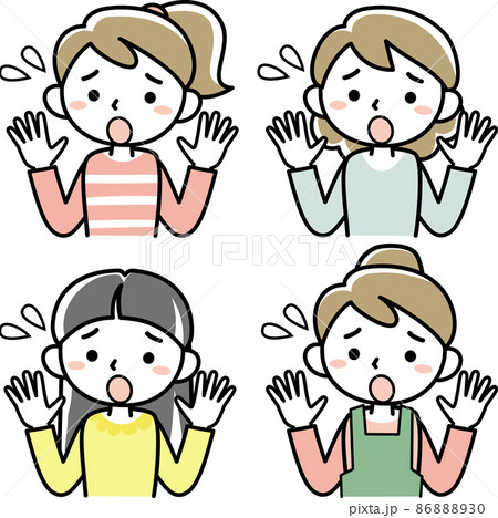 困惑している若い女性の上半身セット 困惑している若い女性の上半身セット 86888930