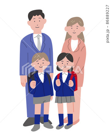 四人家族の入学式イメージイラスト 86889227