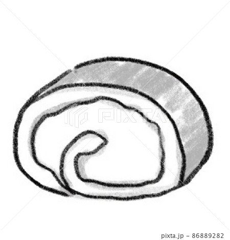 生クリームたっぷりのロールケーキ 手描きスケッチ 生クリームたっぷりのロールケーキ 手描きスケッチ 86889282