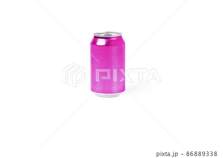 Pink aluminum can on a white background. Drink concept 86889338