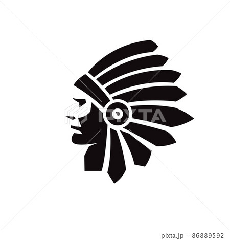 simple indian chief head silhouette vector 86889592