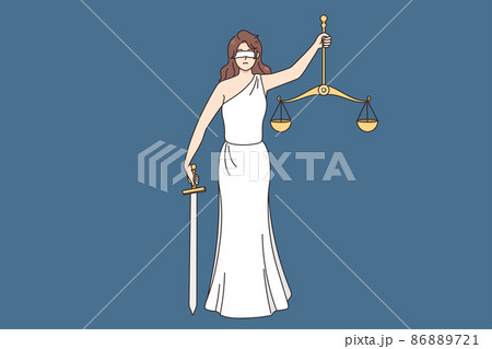Lady justice blindfolded hold sword and scales Lady justice blindfolded hold sword and scales 86889721