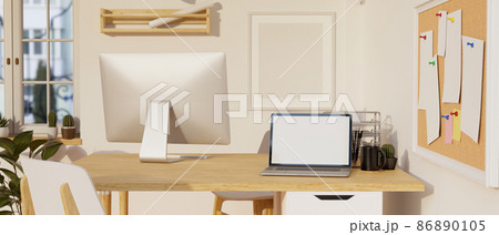 A modern home office workspace in Scandinavian nordic interior style 86890105