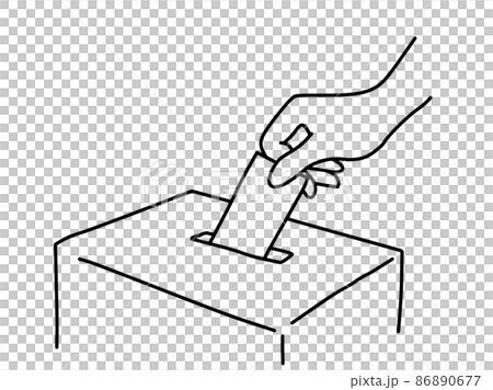投票する手元の線画イラスト_モノクロ 86890677