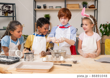 Taking Selfie at Spacious Kitchen 86891048